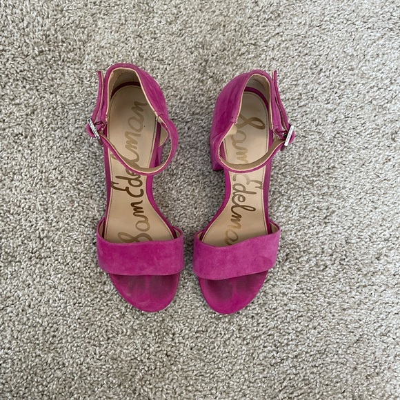Sam Edelman Hot Pink Suede Block Heel Sandal - Picture 4 of 9